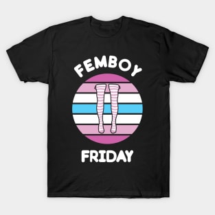 Kawaii Femboy Friday Retro Sunset Striped Femboy Flag T-Shirt